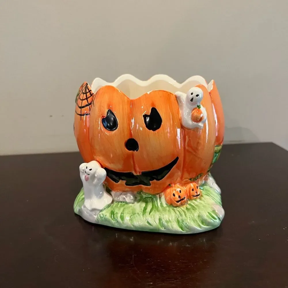 HALLOWEEN Blue Sky Ceramic Pumpkin Candy Dish listing-status-banner